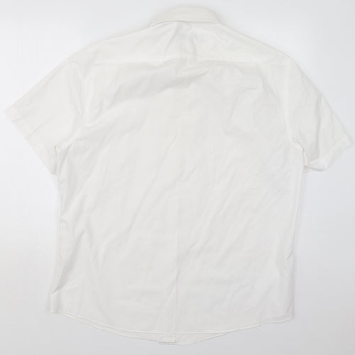 George Mens White  Polyester  Dress Shirt Size 17 Collared Button