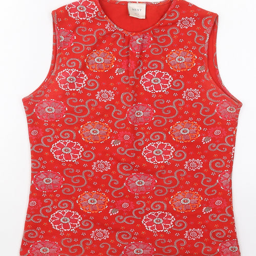 NEXT Womens Red Floral Cotton Basic Tank Size 14 Round Neck