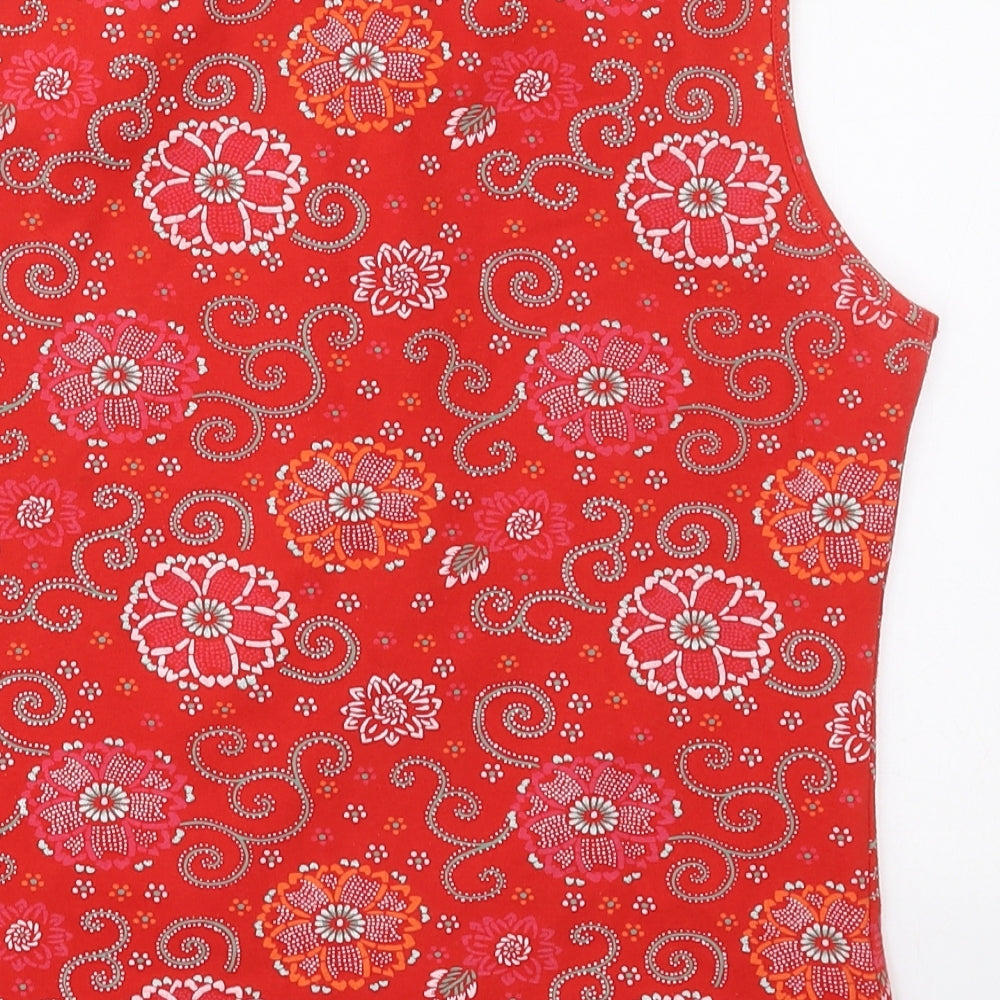 NEXT Womens Red Floral Cotton Basic Tank Size 14 Round Neck