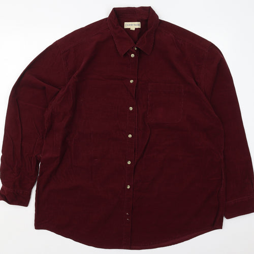 Country Trader Mens Red  Cotton  Button-Up Size XL Collared Button
