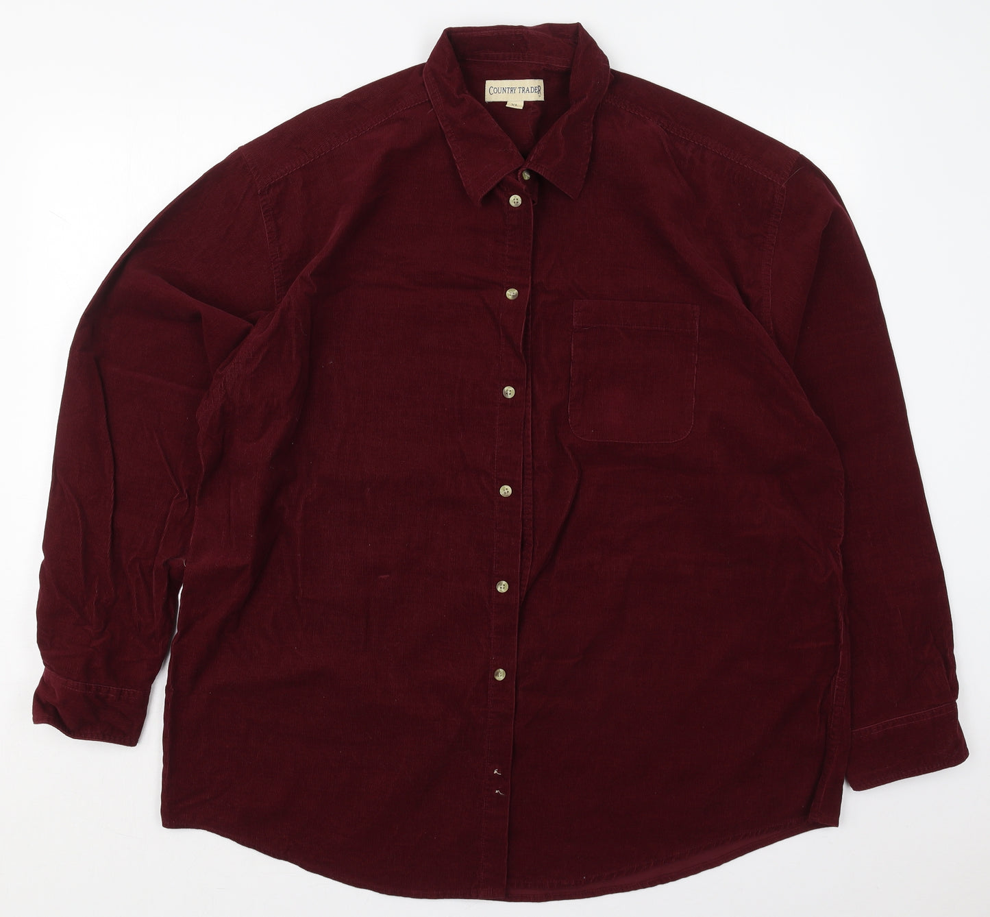 Country Trader Mens Red  Cotton  Button-Up Size XL Collared Button