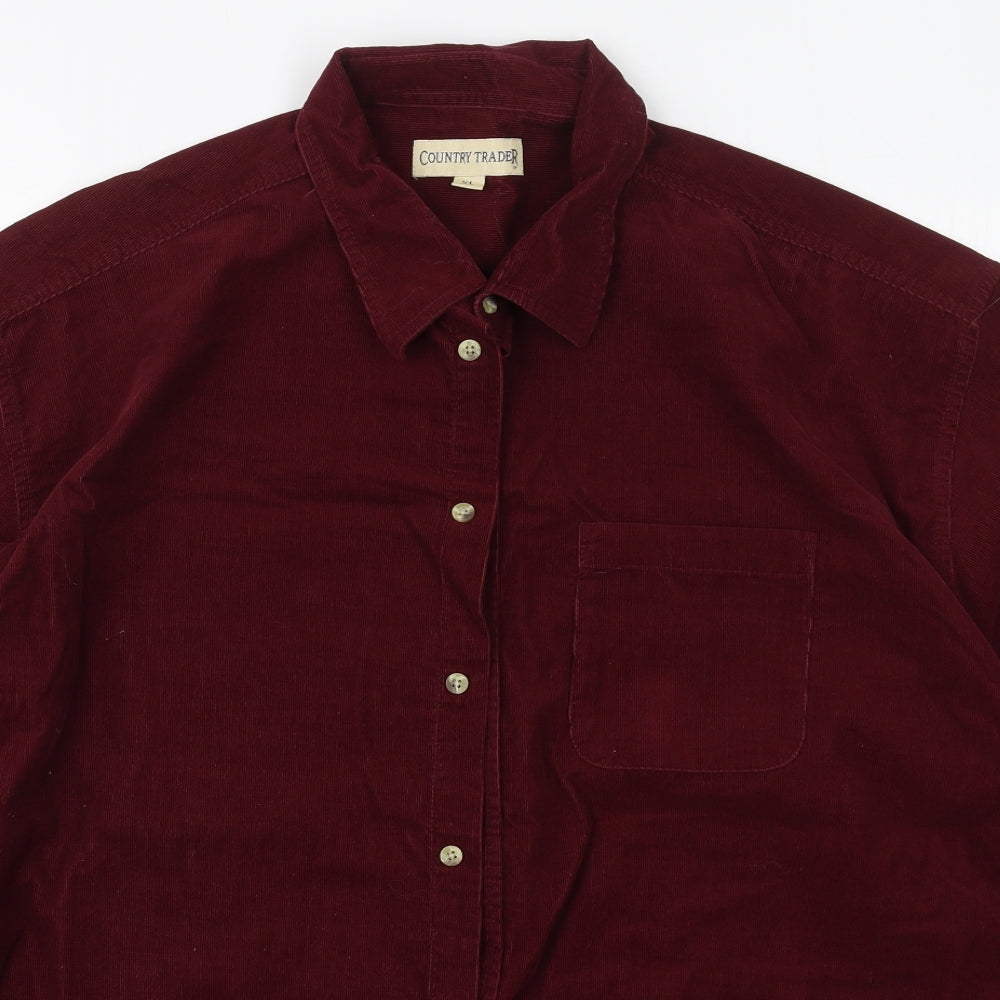 Country Trader Mens Red  Cotton  Button-Up Size XL Collared Button