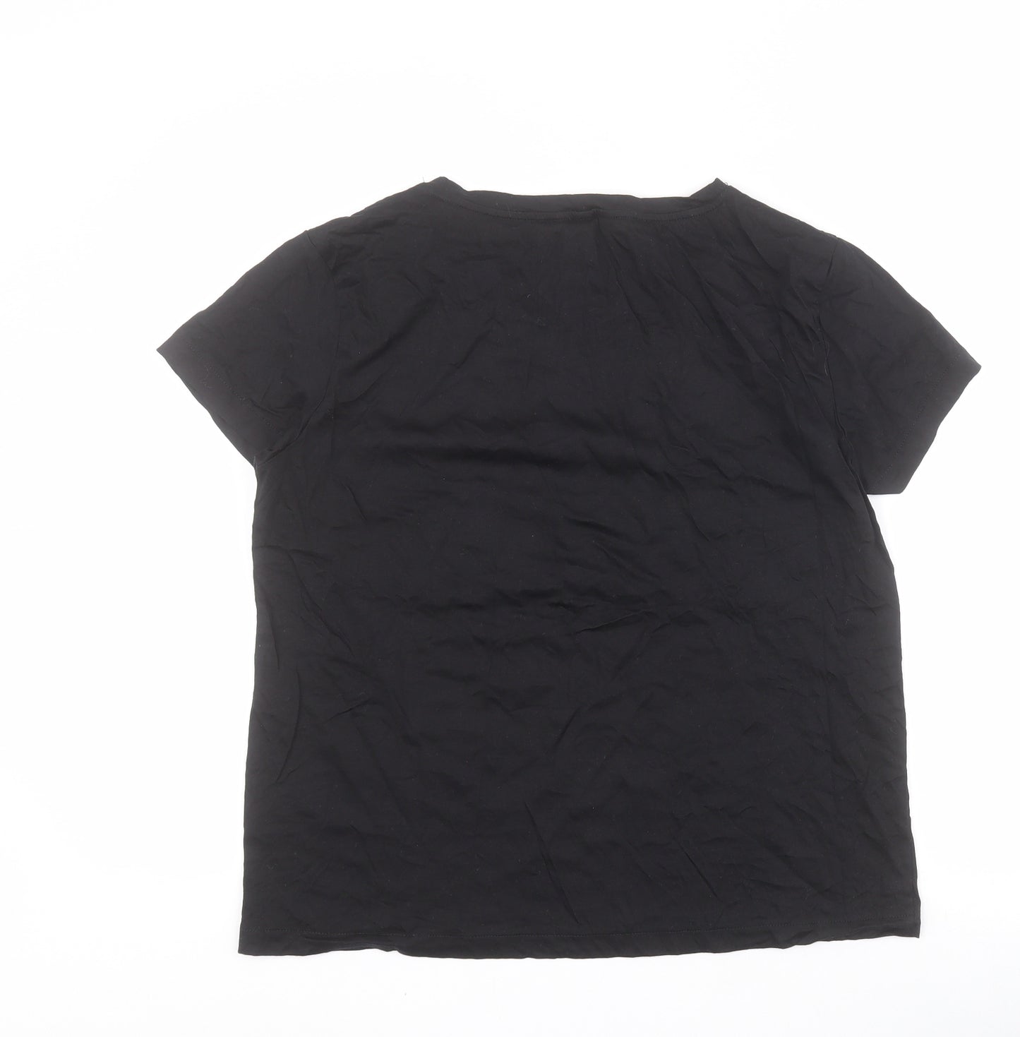 H&M Womens Black  100% Cotton Basic T-Shirt Size M Round Neck