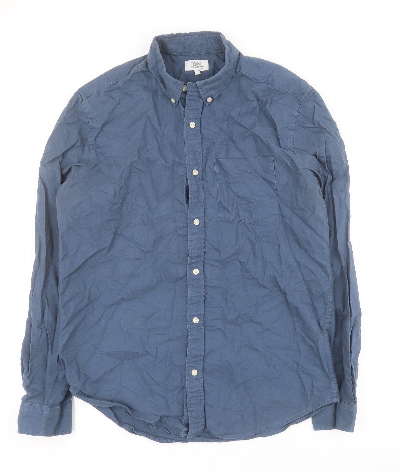 NEXT Mens Blue  Cotton  Button-Up Size M Collared Button