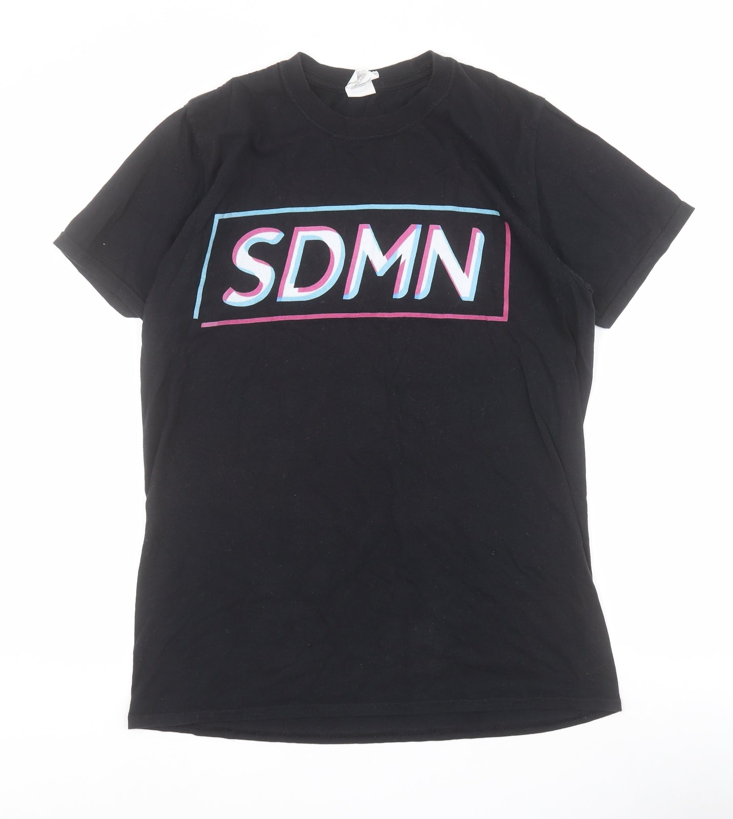 Gildan Womens Black  100% Cotton Basic T-Shirt Size M Crew Neck - Sidemen