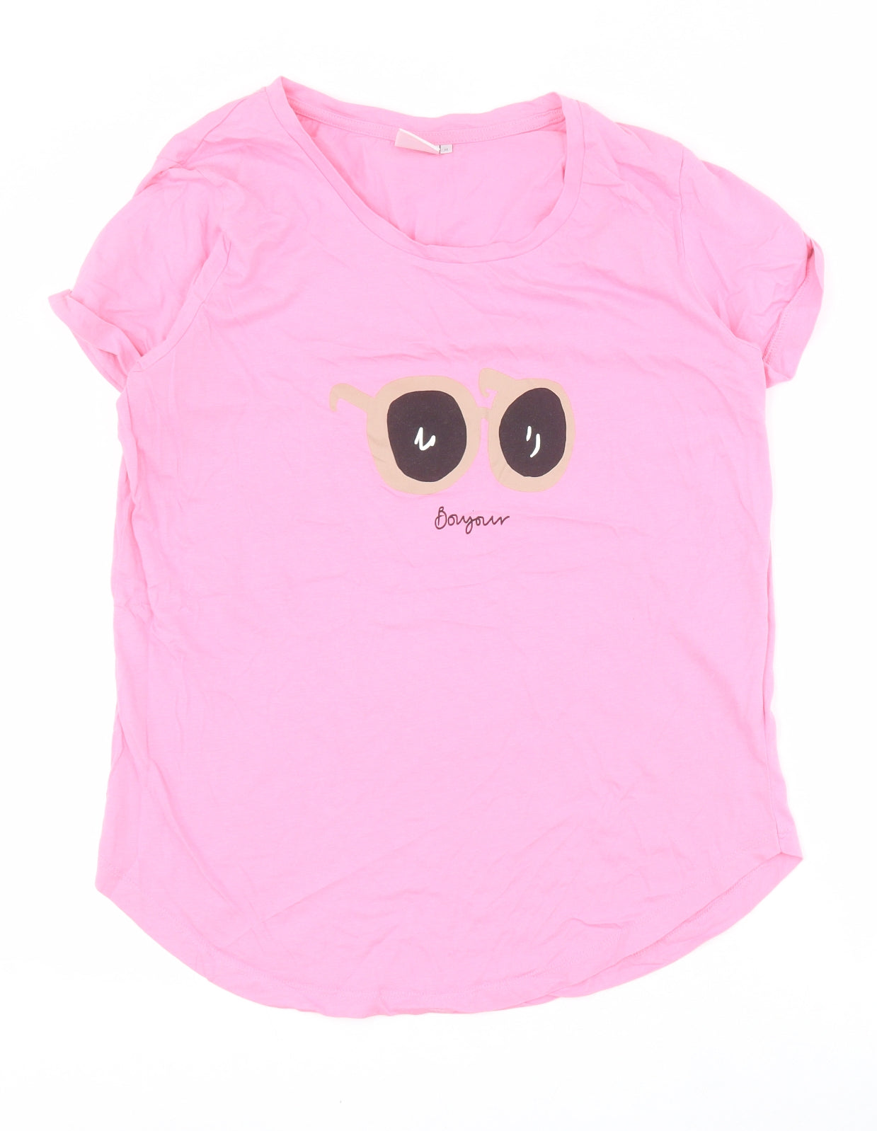 ICHI Womens Pink  100% Cotton Basic Polo Size M Round Neck