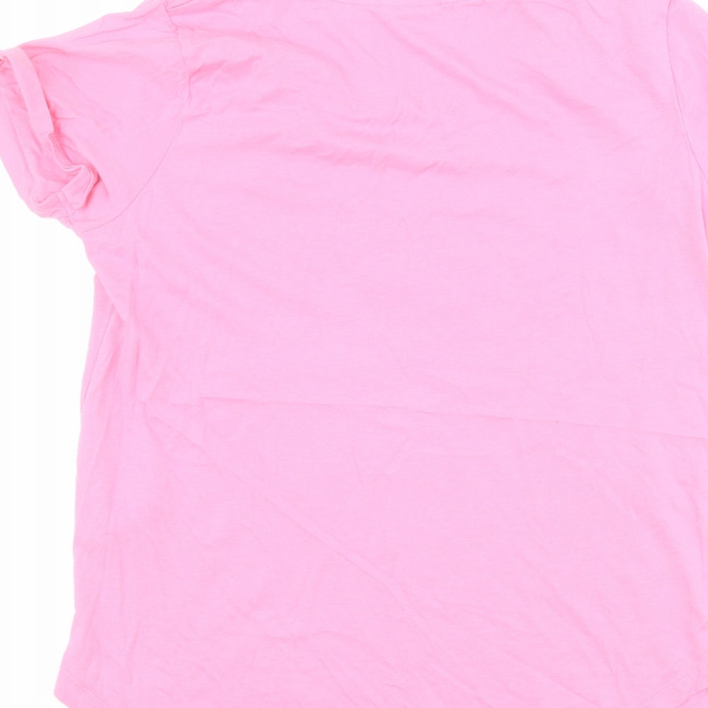 ICHI Womens Pink  100% Cotton Basic Polo Size M Round Neck