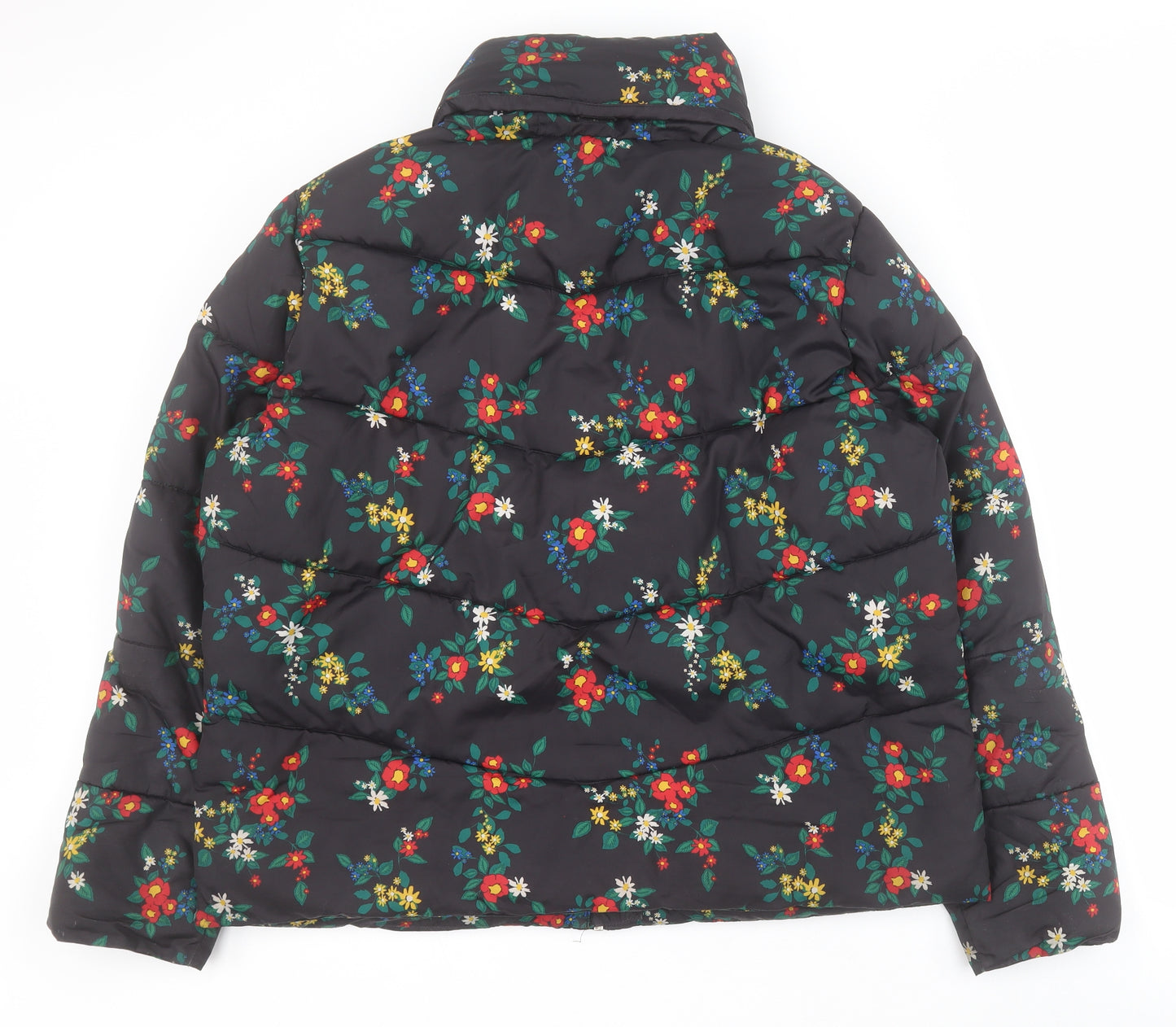Matalan Womens Black Floral  Puffer Jacket Coat Size 18  Zip