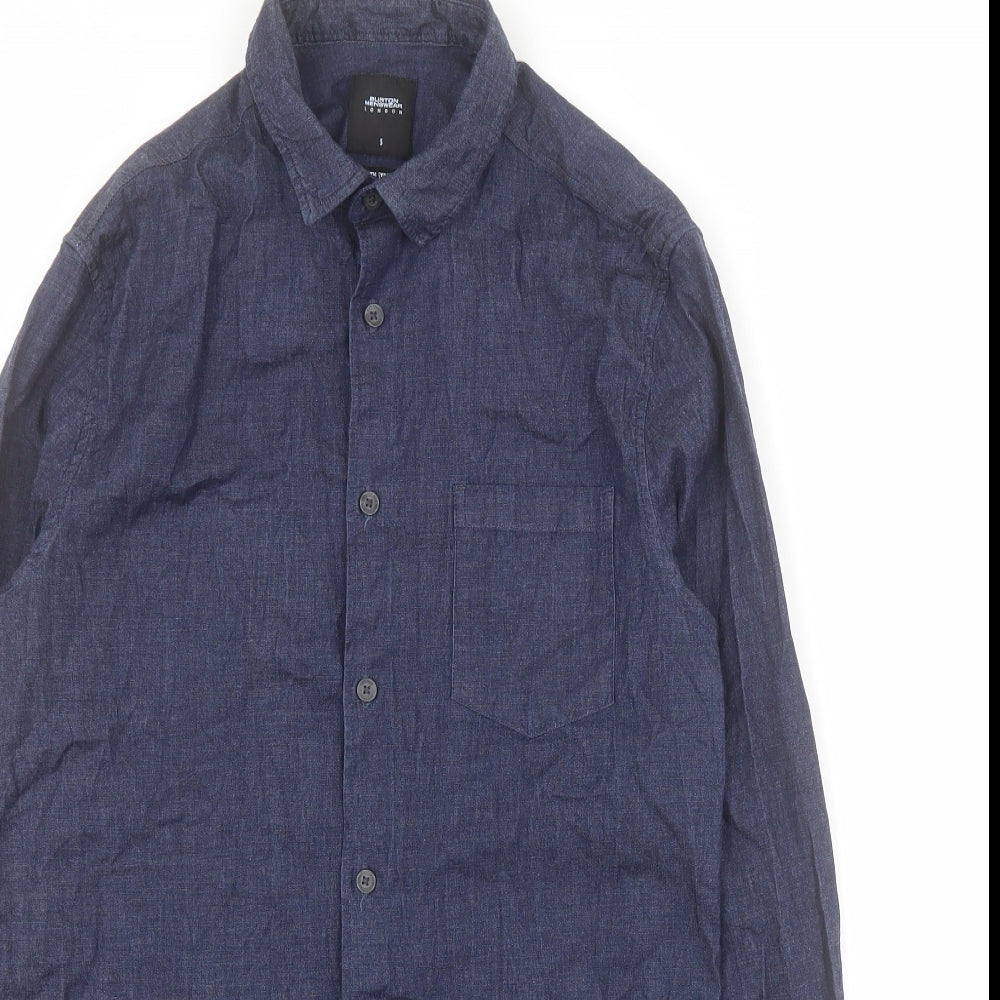 Burton Mens Blue  Cotton  Button-Up Size S Collared Button