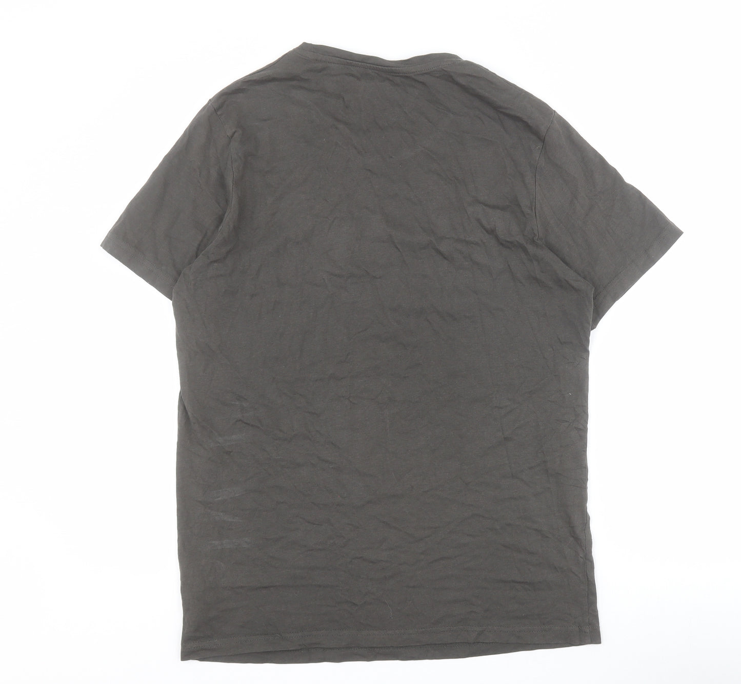 JACK & JONES Mens Grey  Cotton  T-Shirt Size L Crew Neck