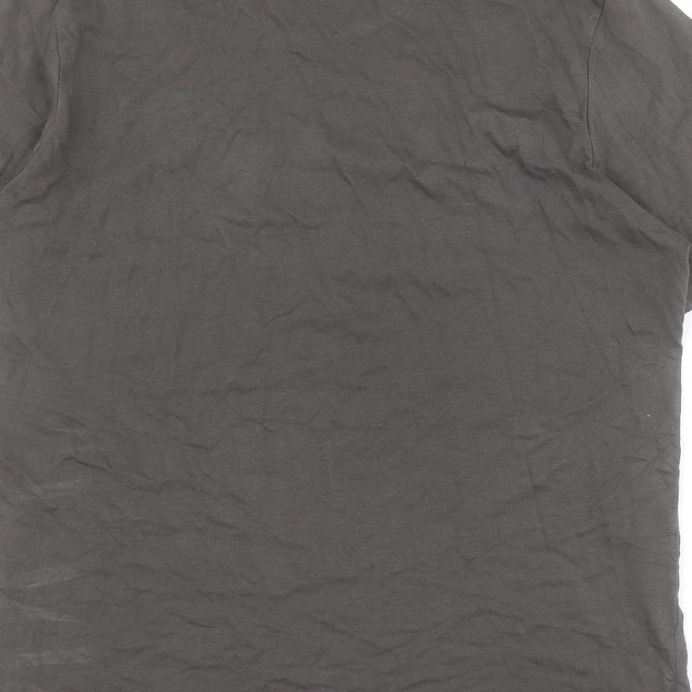JACK & JONES Mens Grey  Cotton  T-Shirt Size L Crew Neck