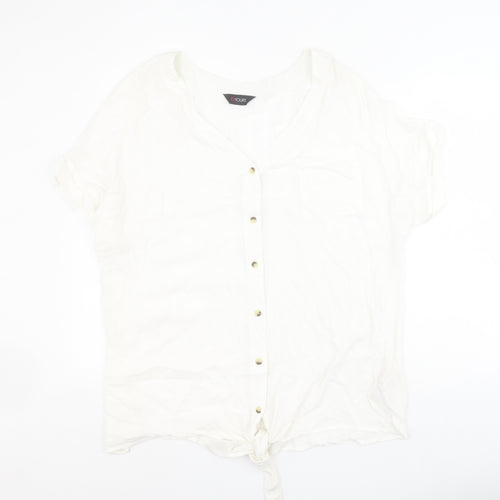 Yours Clothing Womens White  Viscose Basic Blouse Size 20 V-Neck