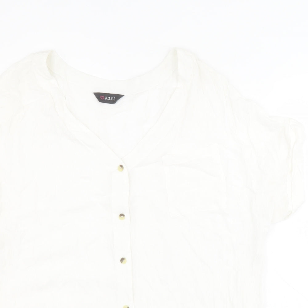Yours Clothing Womens White  Viscose Basic Blouse Size 20 V-Neck