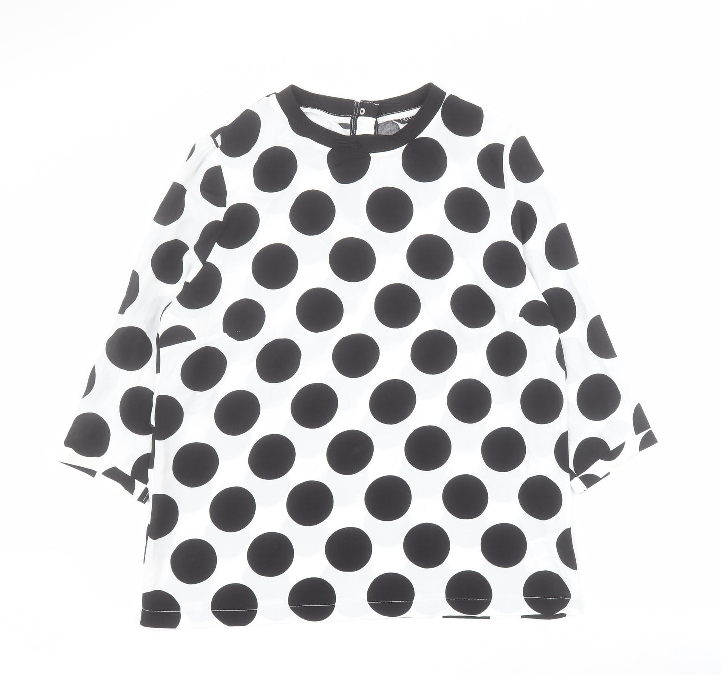 NEXT Womens White Polka Dot Viscose Basic Blouse Size 14 Crew Neck