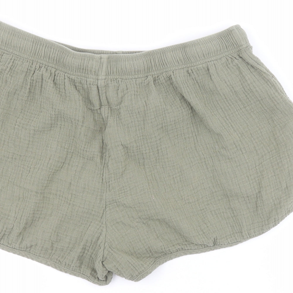 NEXT Womens Green  100% Cotton Sweat Shorts Size L L3 in Regular Pull On
