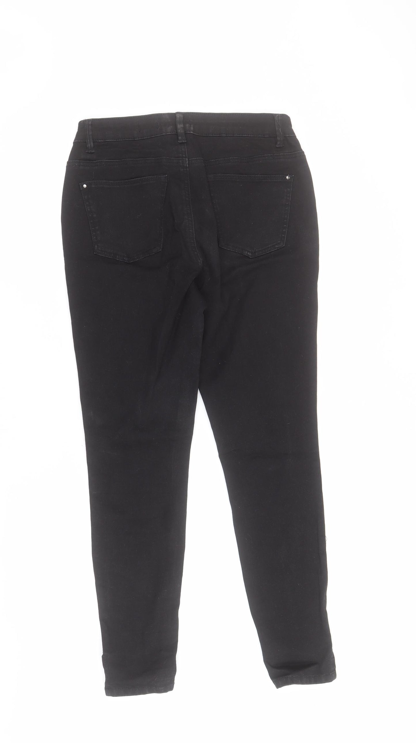 TU Womens Black  Cotton Skinny Jeans Size 10 L28 in Regular Zip