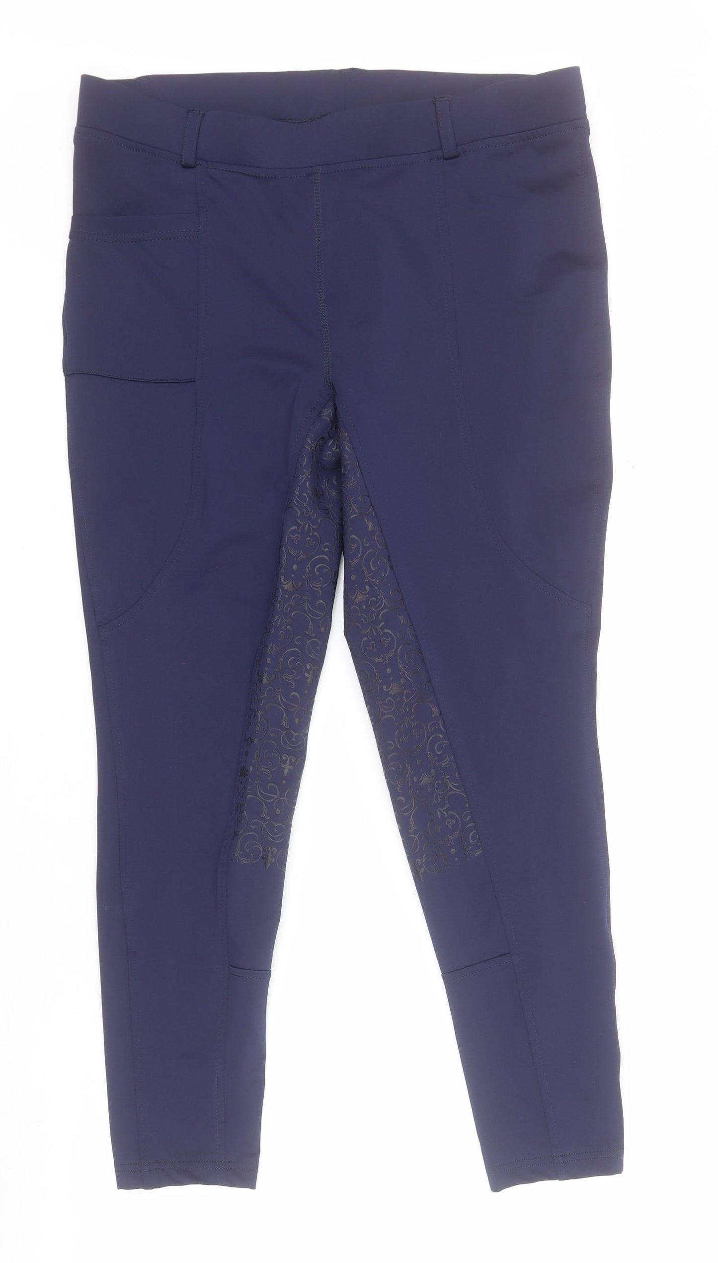 Justtogs Womens Blue  Polyester Capri Leggings Size 14 L25 in   - Equestrian