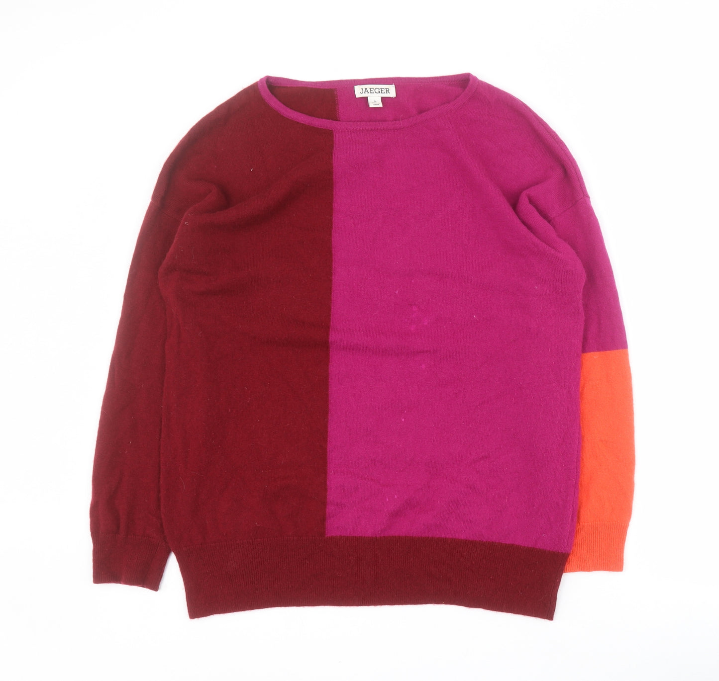 Jaeger Womens Pink Round Neck  Wool Pullover Jumper Size M