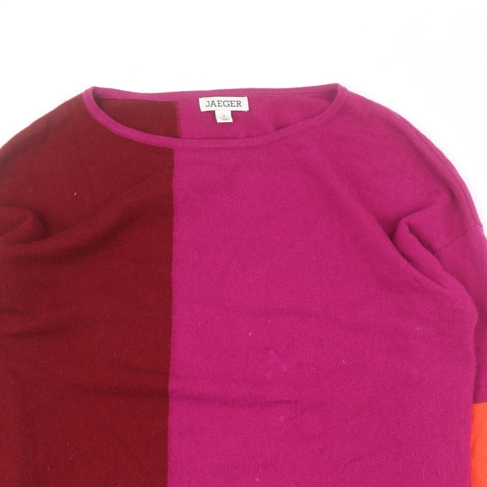 Jaeger Womens Pink Round Neck  Wool Pullover Jumper Size M