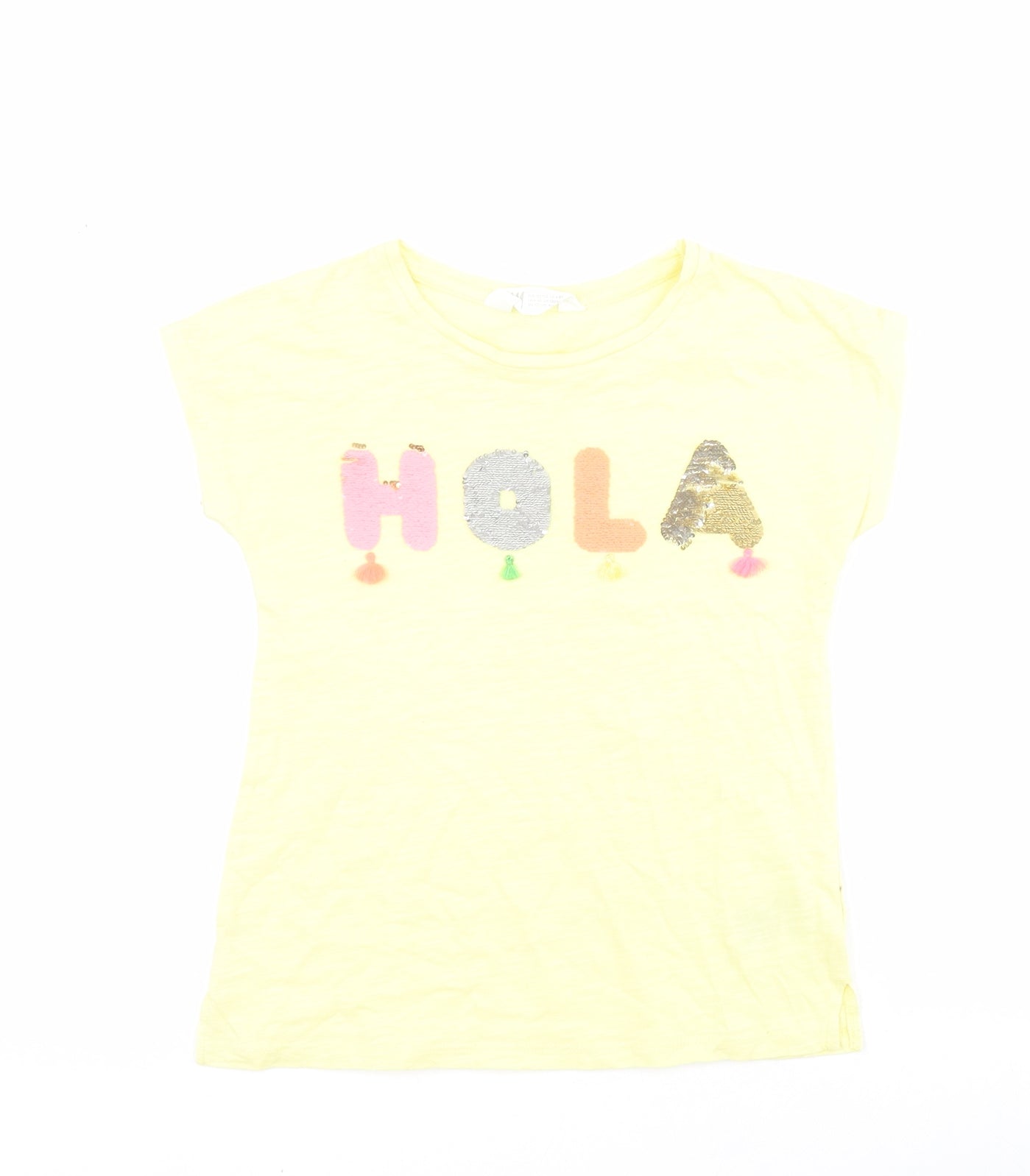 H&M Girls Yellow  100% Cotton Pullover Polo Size 7-8 Years Round Neck Pullover