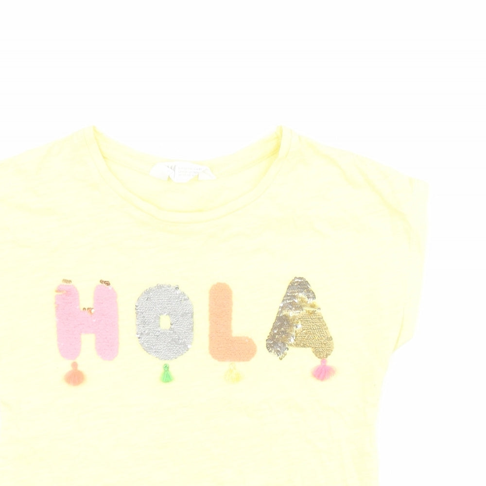 H&M Girls Yellow  100% Cotton Pullover Polo Size 7-8 Years Round Neck Pullover