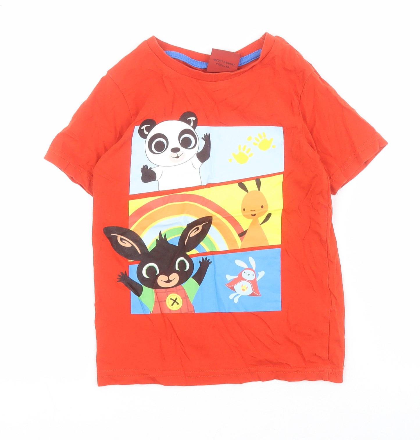 George Boys Red  100% Cotton Pullover T-Shirt Size 4-5 Years Crew Neck Pullover - Bing