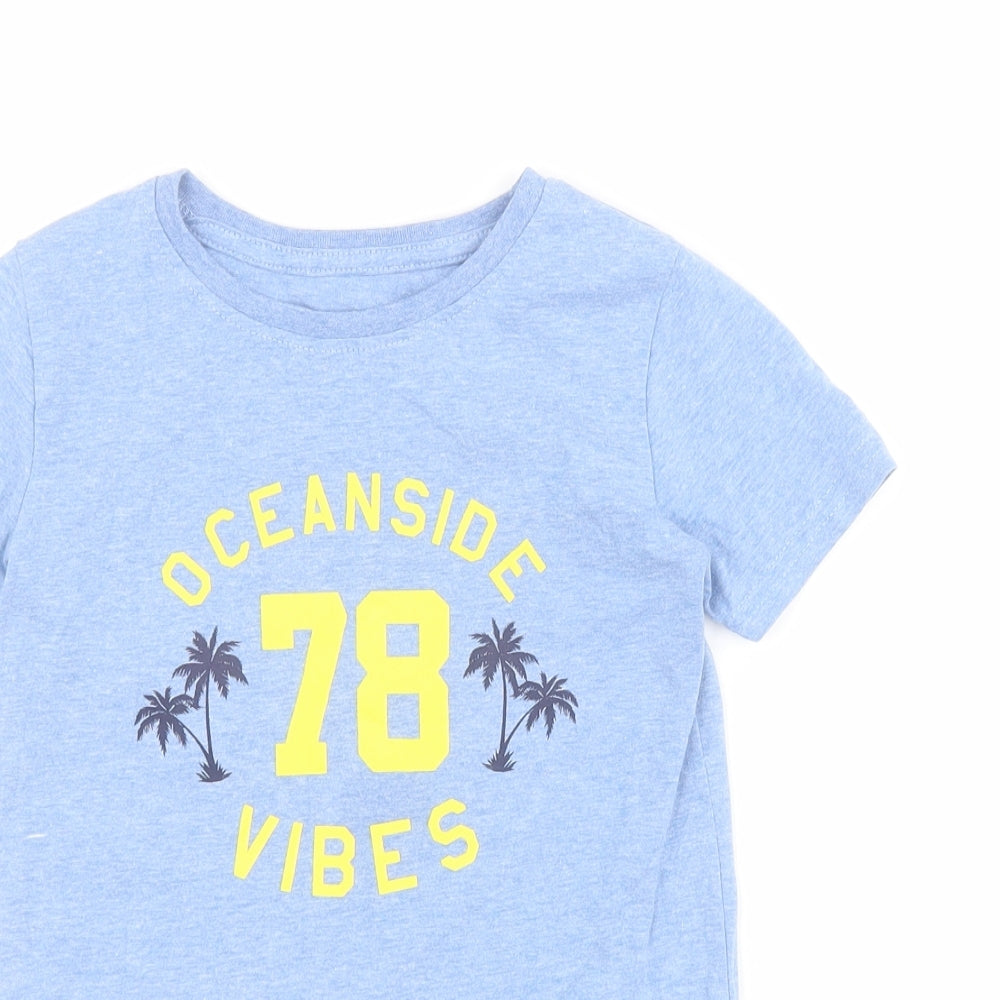 Dunnes Boys Blue  Cotton Pullover T-Shirt Size 5 Years Crew Neck Pullover