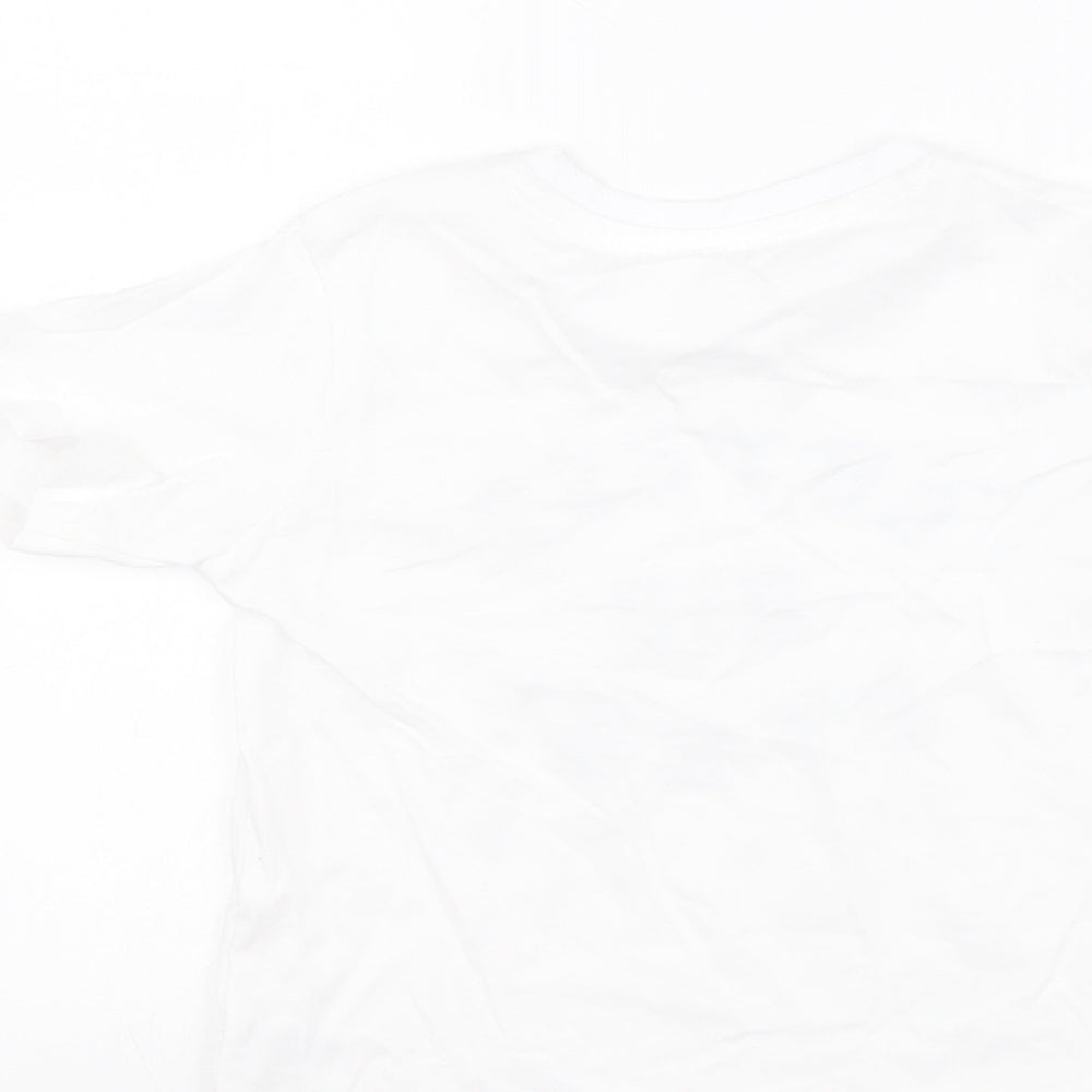 Dunnes Boys White  100% Cotton Pullover T-Shirt Size 2-3 Years Crew Neck Pullover - Slogan