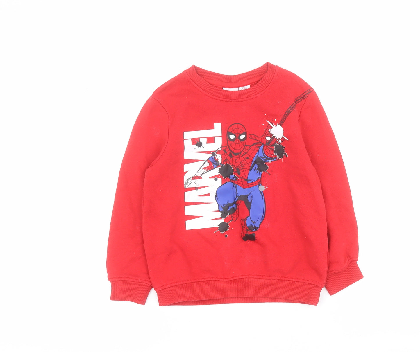 Primark Girls Red  Cotton Pullover Sweatshirt Size 4-5 Years  Pullover - Spiderman