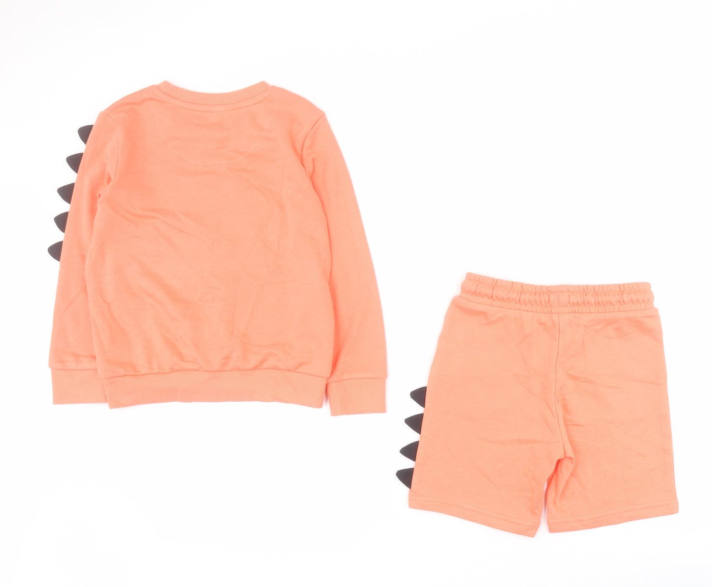 F&F Boys Orange Solid Cotton  Lounge Set Size 5-6 Years  Pullover - Dinosaur