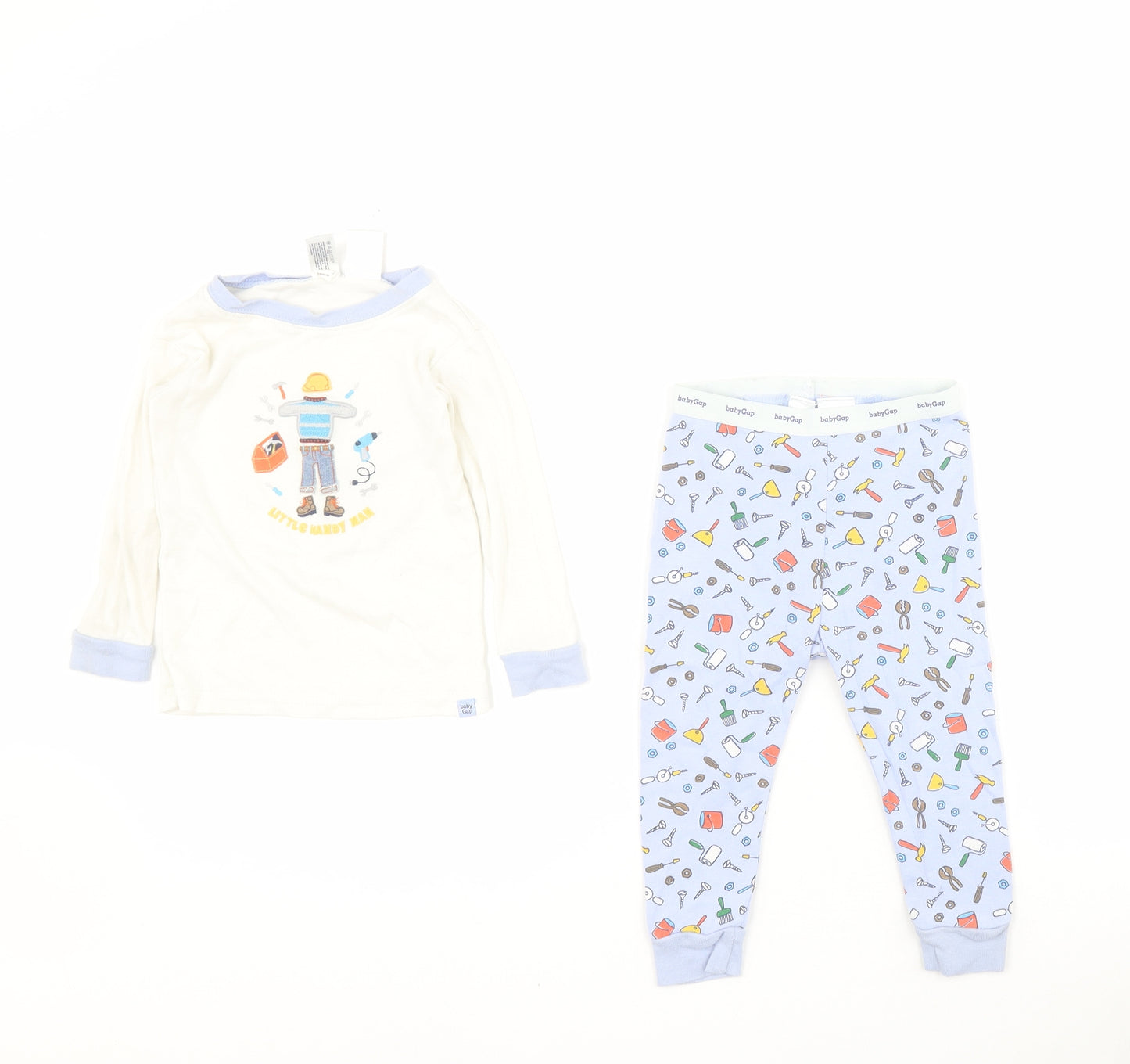 Gap Baby Blue Solid 100% Cotton Babydoll Pyjama Set Size 12-18 Months  Pullover - Little Handy Man