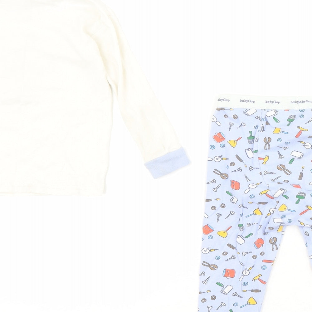 Gap Baby Blue Solid 100% Cotton Babydoll Pyjama Set Size 12-18 Months  Pullover - Little Handy Man