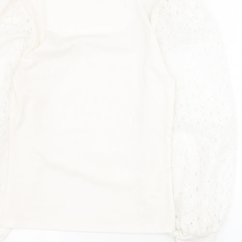 River Island Womens White  Cotton Basic Blouse Size 12 Square Neck