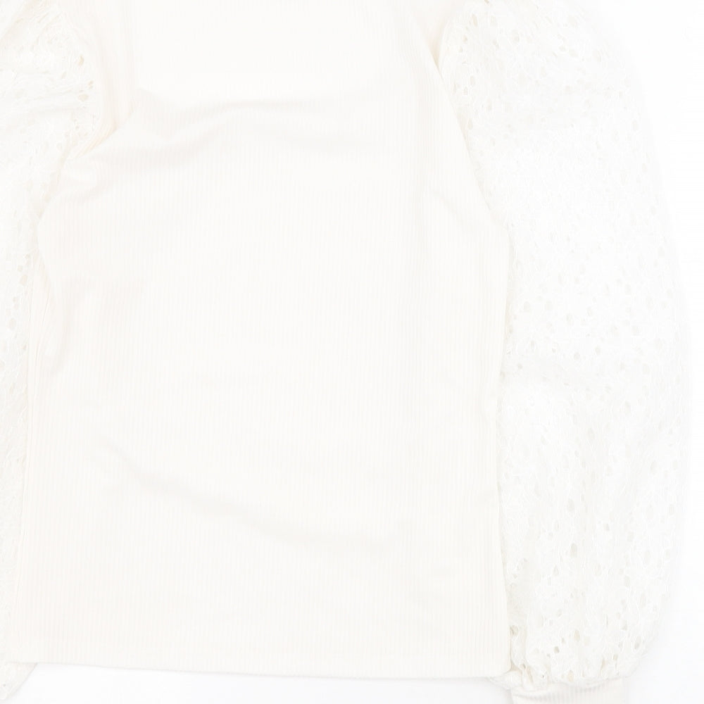 River Island Womens White  Cotton Basic Blouse Size 12 Square Neck