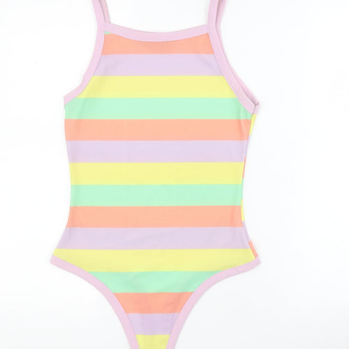 Edge Street Womens Multicoloured Striped Polyester Playsuit One-Piece Size 10 L10 in Snap - Ribbed