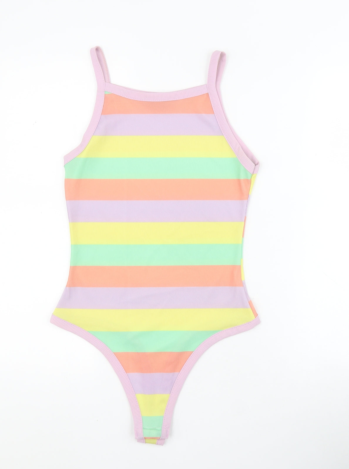 Edge Street Womens Multicoloured Striped Polyester Playsuit One-Piece Size 10 L10 in Snap - Ribbed