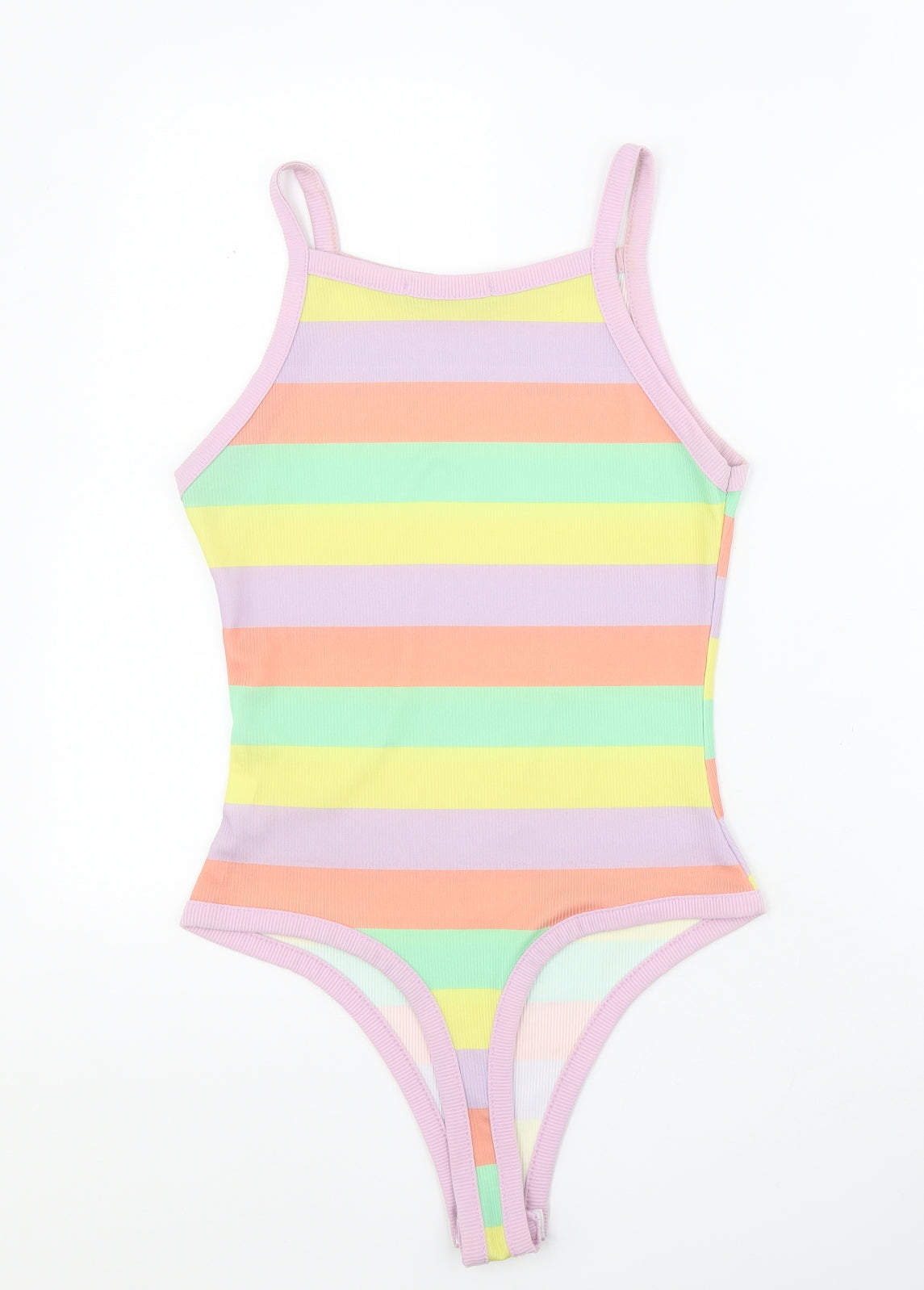 Edge Street Womens Multicoloured Striped Polyester Playsuit One-Piece Size 10 L10 in Snap - Ribbed
