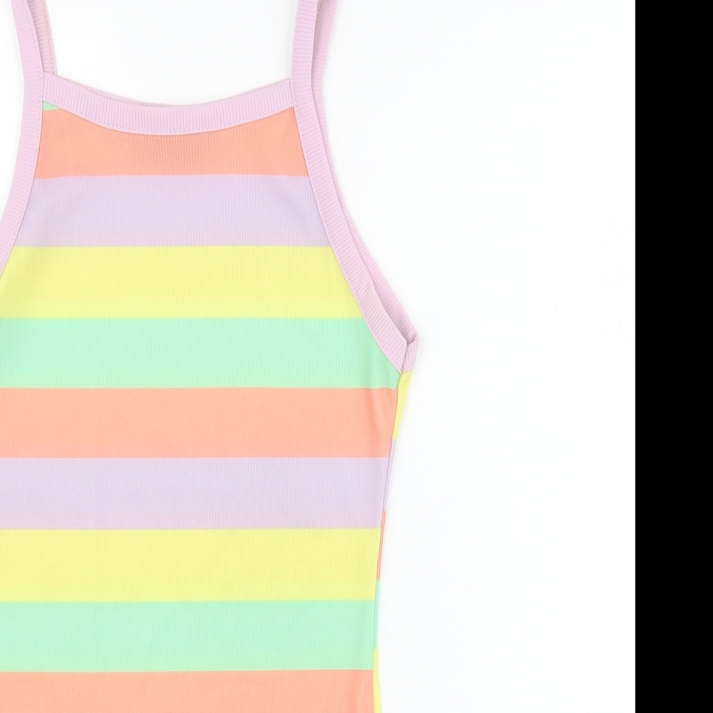 Edge Street Womens Multicoloured Striped Polyester Playsuit One-Piece Size 10 L10 in Snap - Ribbed