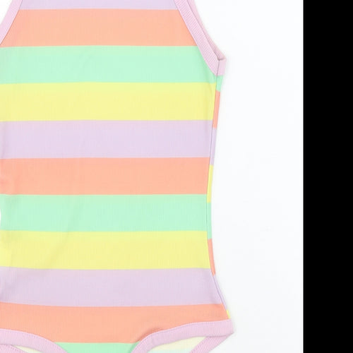 Edge Street Womens Multicoloured Striped Polyester Playsuit One-Piece Size 10 L10 in Snap - Ribbed