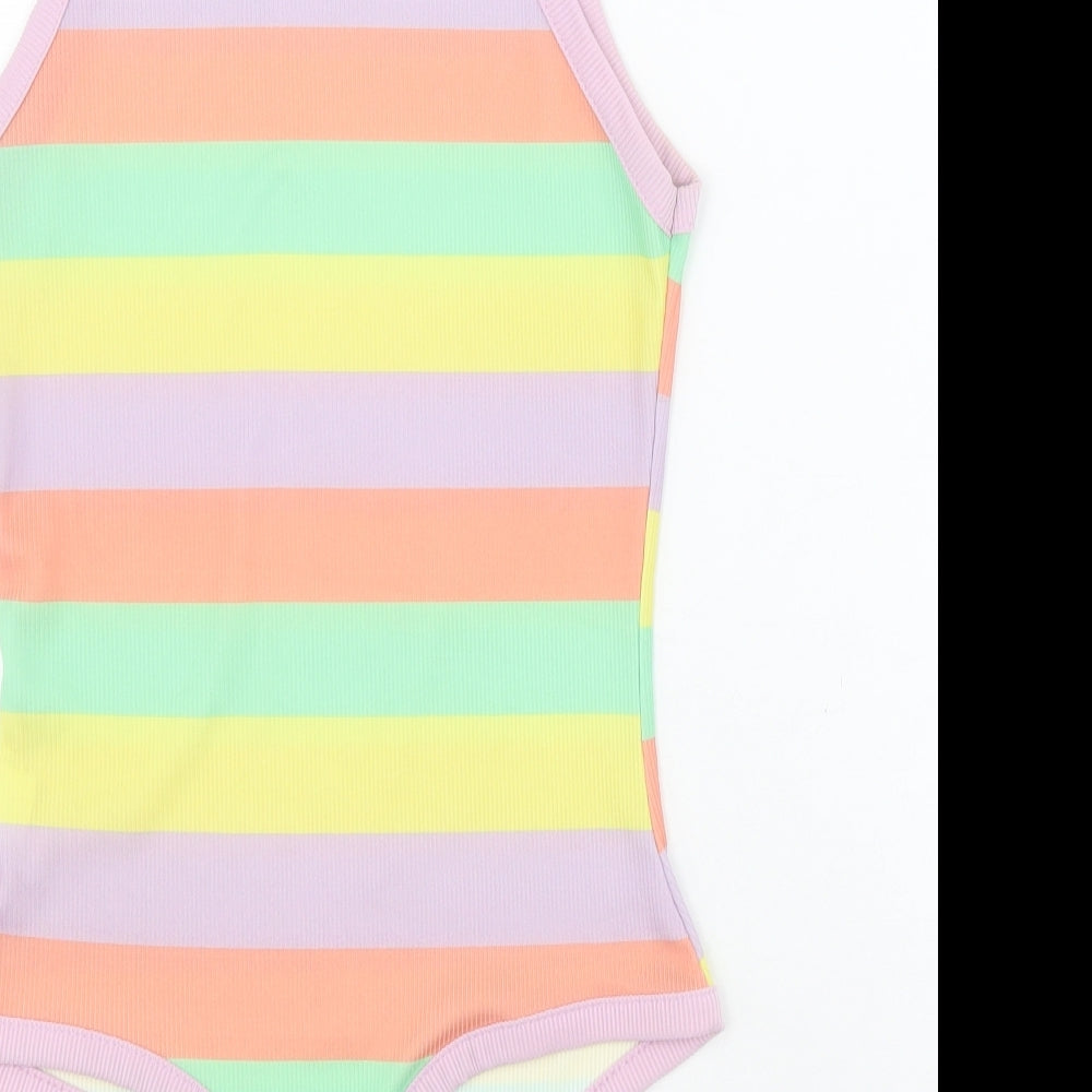 Edge Street Womens Multicoloured Striped Polyester Playsuit One-Piece Size 10 L10 in Snap - Ribbed
