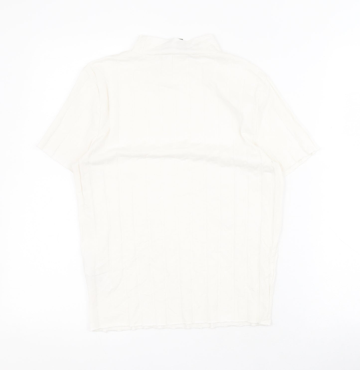 Primark Womens White  Cotton Basic T-Shirt Size S High Neck - Ribbed