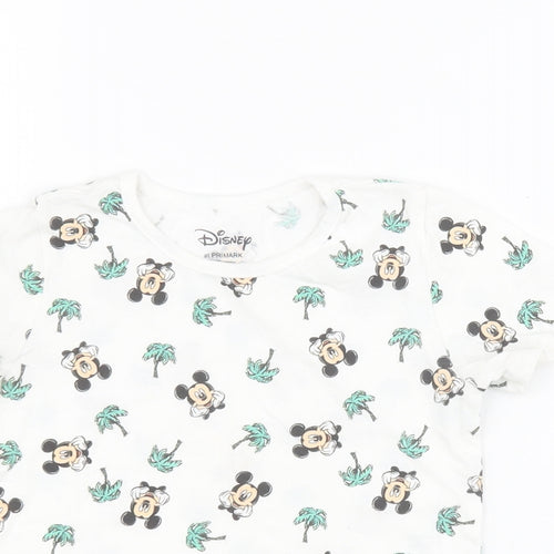 Primark Boys White  100% Cotton Pullover T-Shirt Size 2-3 Years Round Neck Pullover - Mickey Mouse
