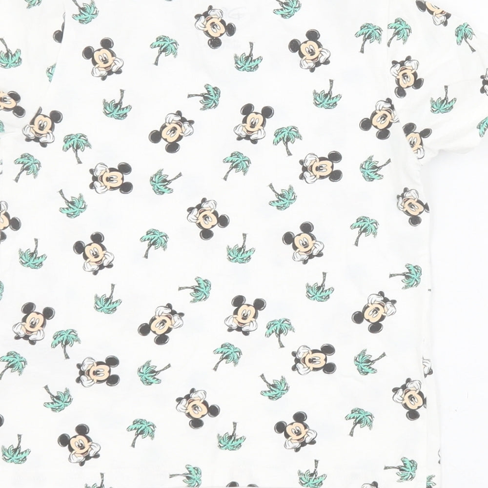 Primark Boys White  100% Cotton Pullover T-Shirt Size 2-3 Years Round Neck Pullover - Mickey Mouse