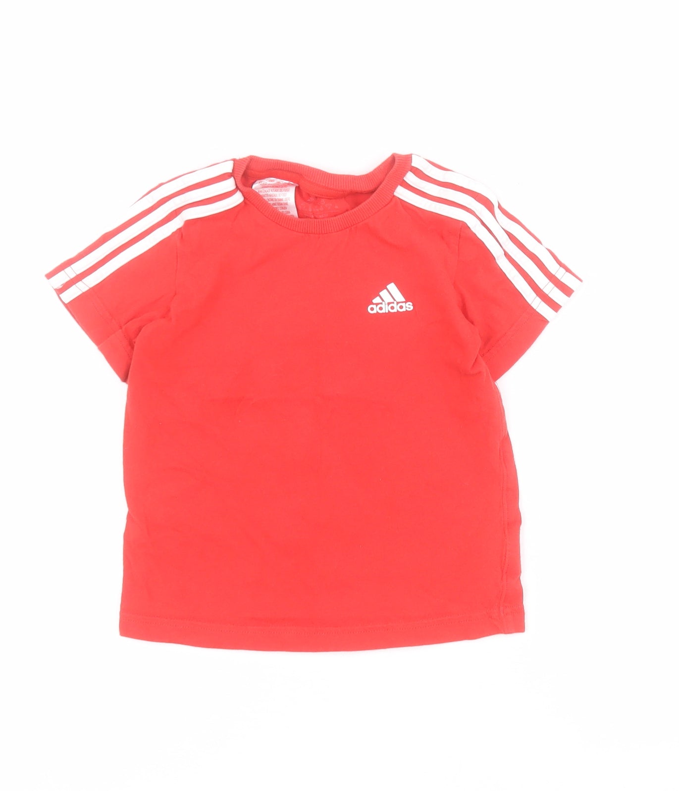 adidas Boys Red  100% Cotton Pullover T-Shirt Size 2-3 Years Crew Neck Pullover