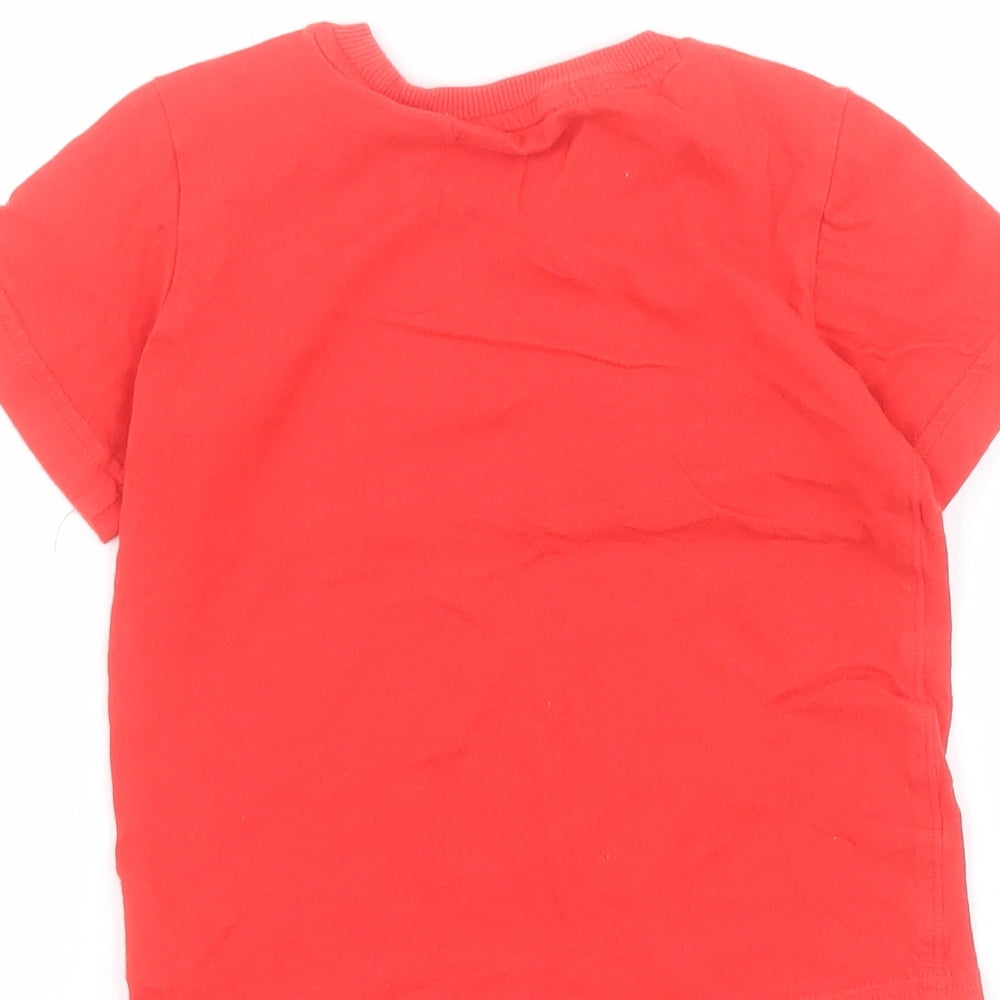 adidas Boys Red  100% Cotton Pullover T-Shirt Size 2-3 Years Crew Neck Pullover