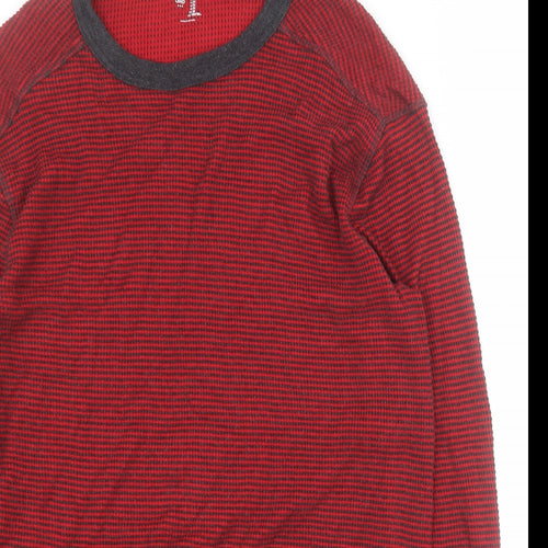 Gap Mens Red Round Neck Striped Cotton Pullover Jumper Size M