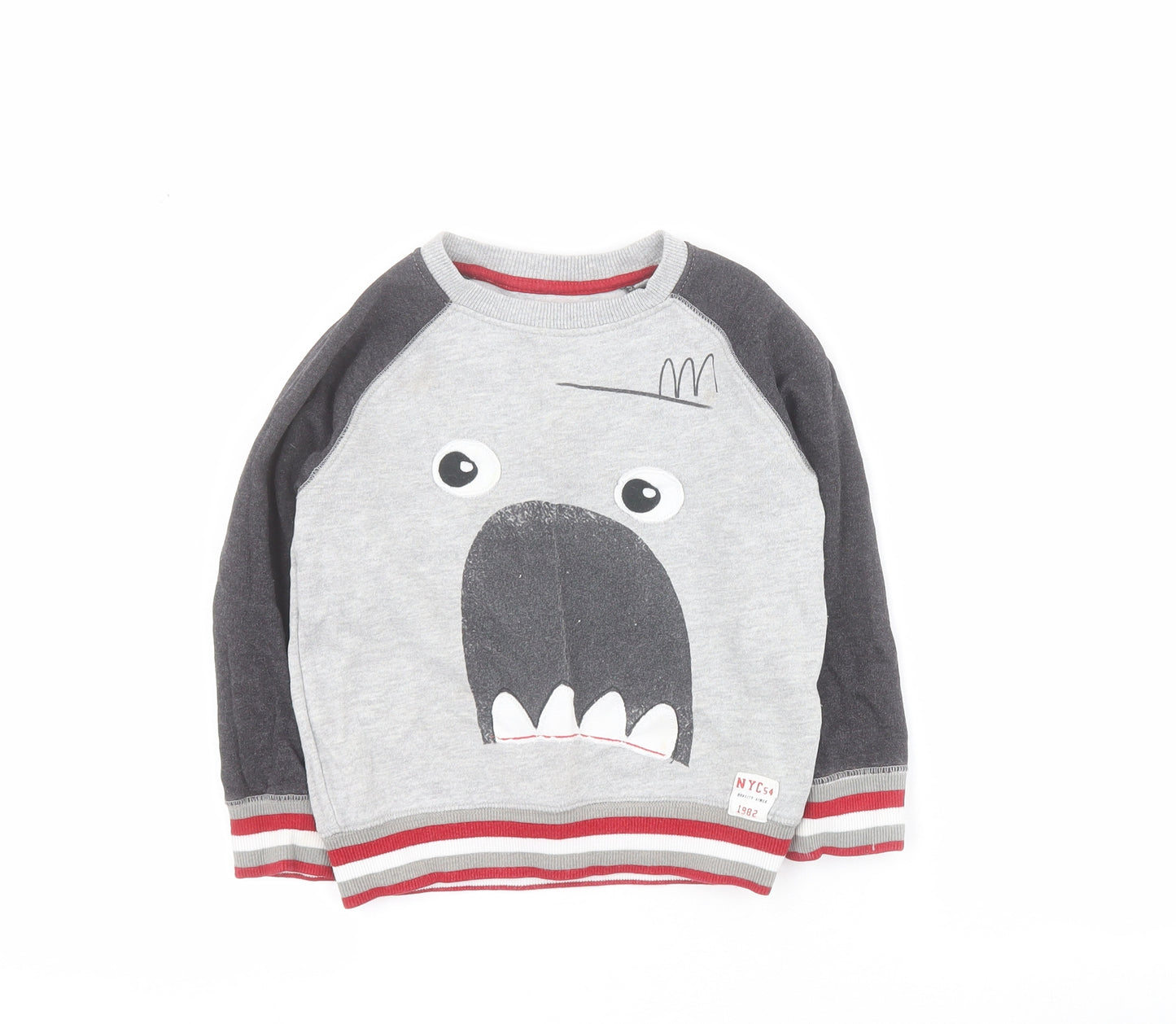 NEXT Boys Grey Colourblock Cotton Pullover Sweatshirt Size 2-3 Years  Pullover - Monster