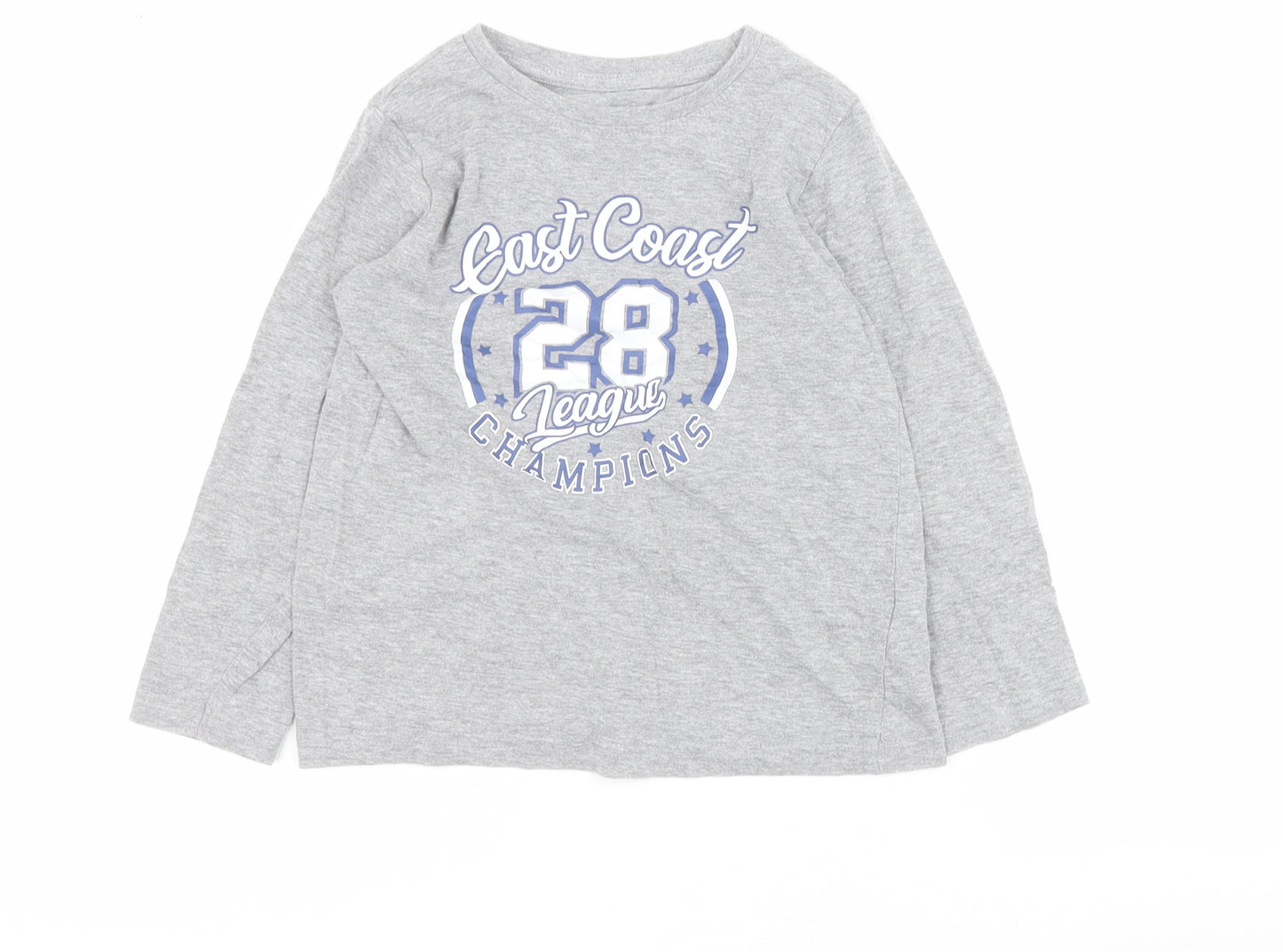 Primark Boys Grey  Cotton Pullover T-Shirt Size 4-5 Years Round Neck Pullover