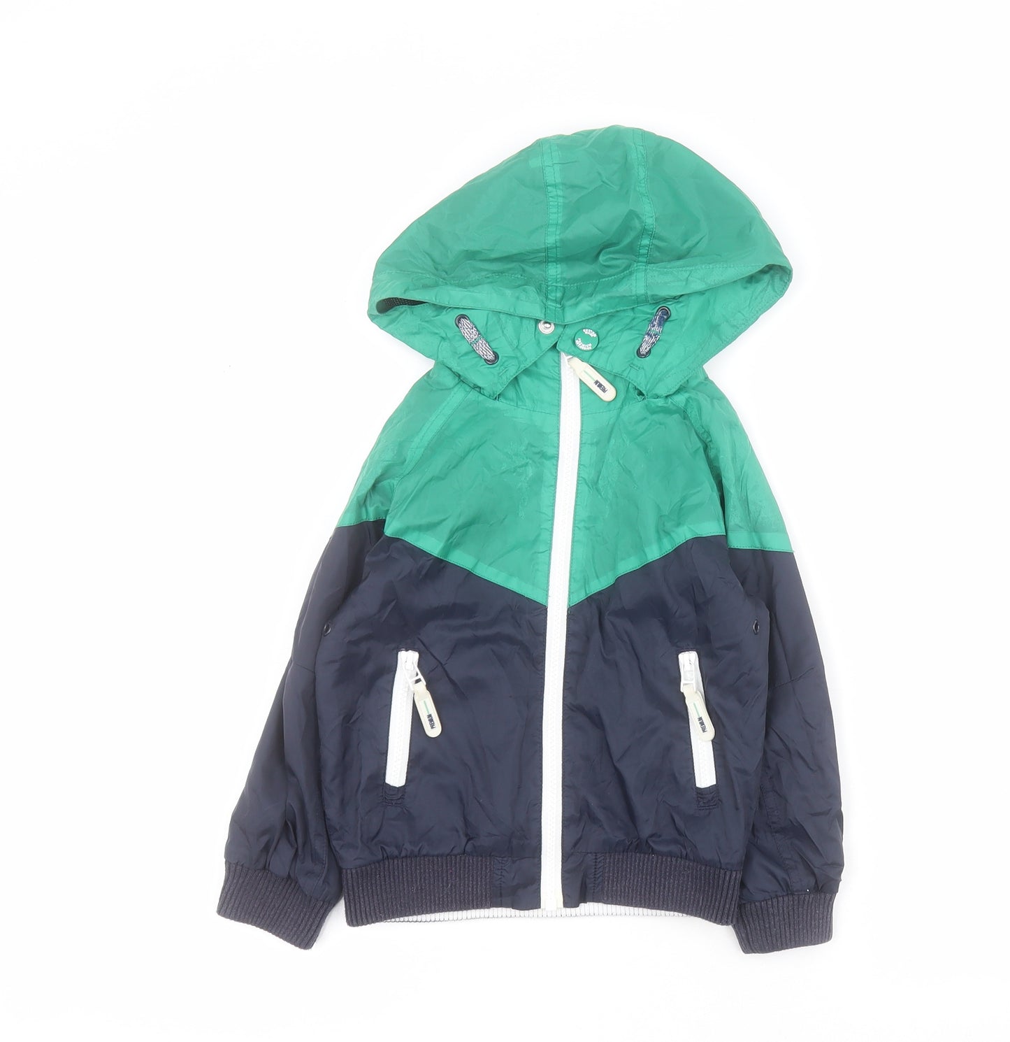 NEXT Boys Green Colourblock  Windbreaker Coat Size 3 Years  Zip