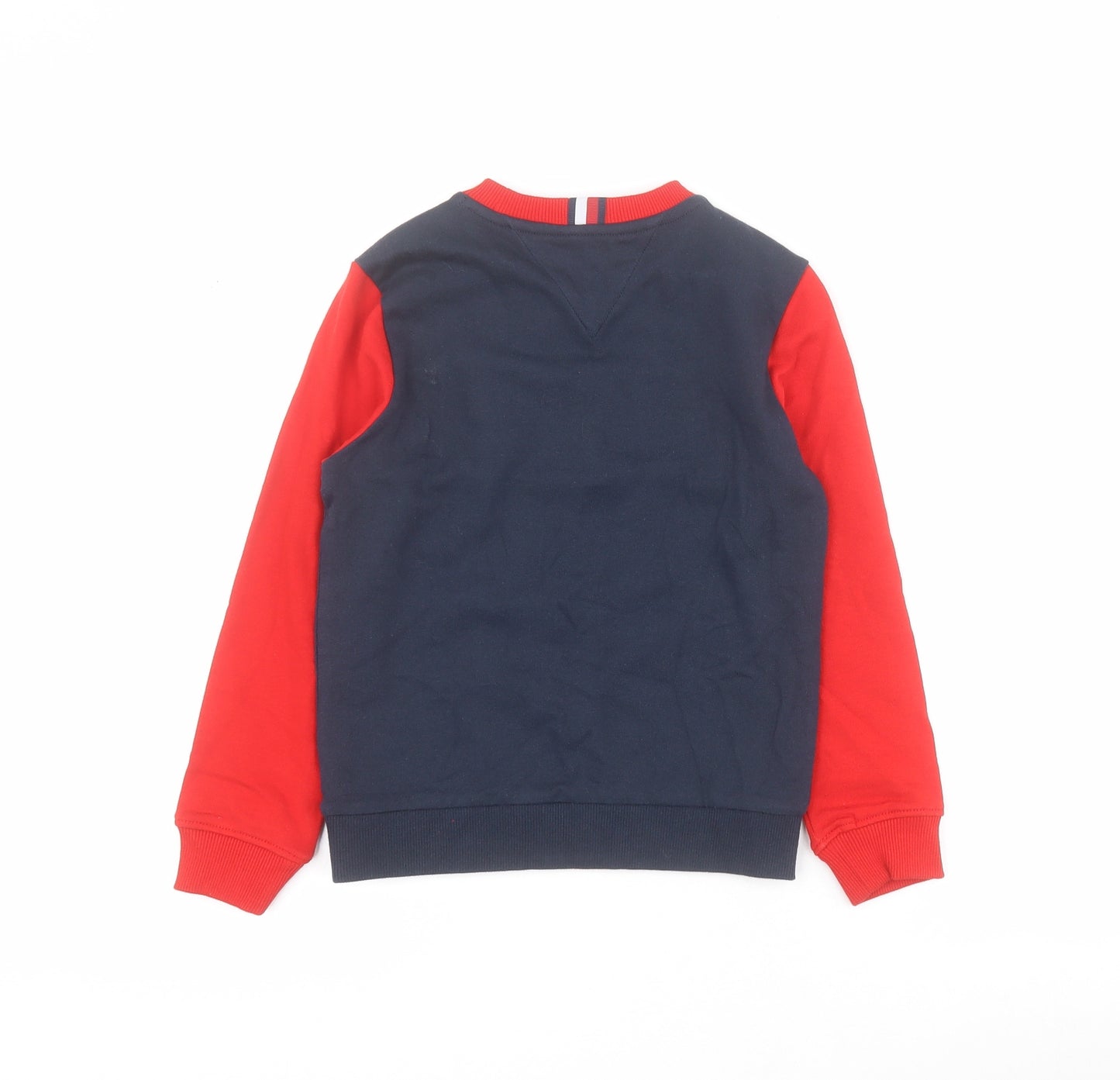 Tommy Hilfiger Boys Red Colourblock Cotton Pullover Sweatshirt Size 6 Years  Pullover
